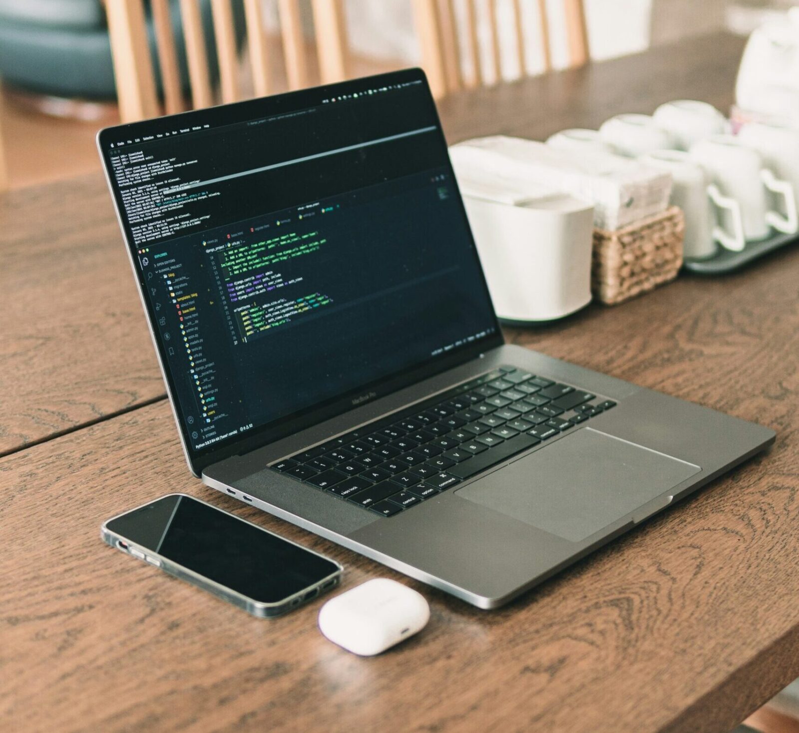 Workspace set up for focus and clarity Minimalist workspace with monitor and keyboard, embodying focused productivity